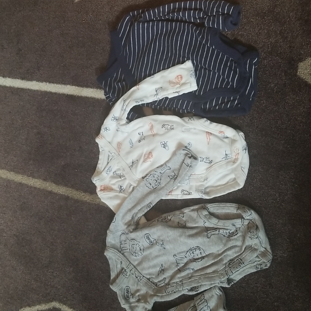 Carter's Set of 3 Long Sleeve Onesies Size NB
